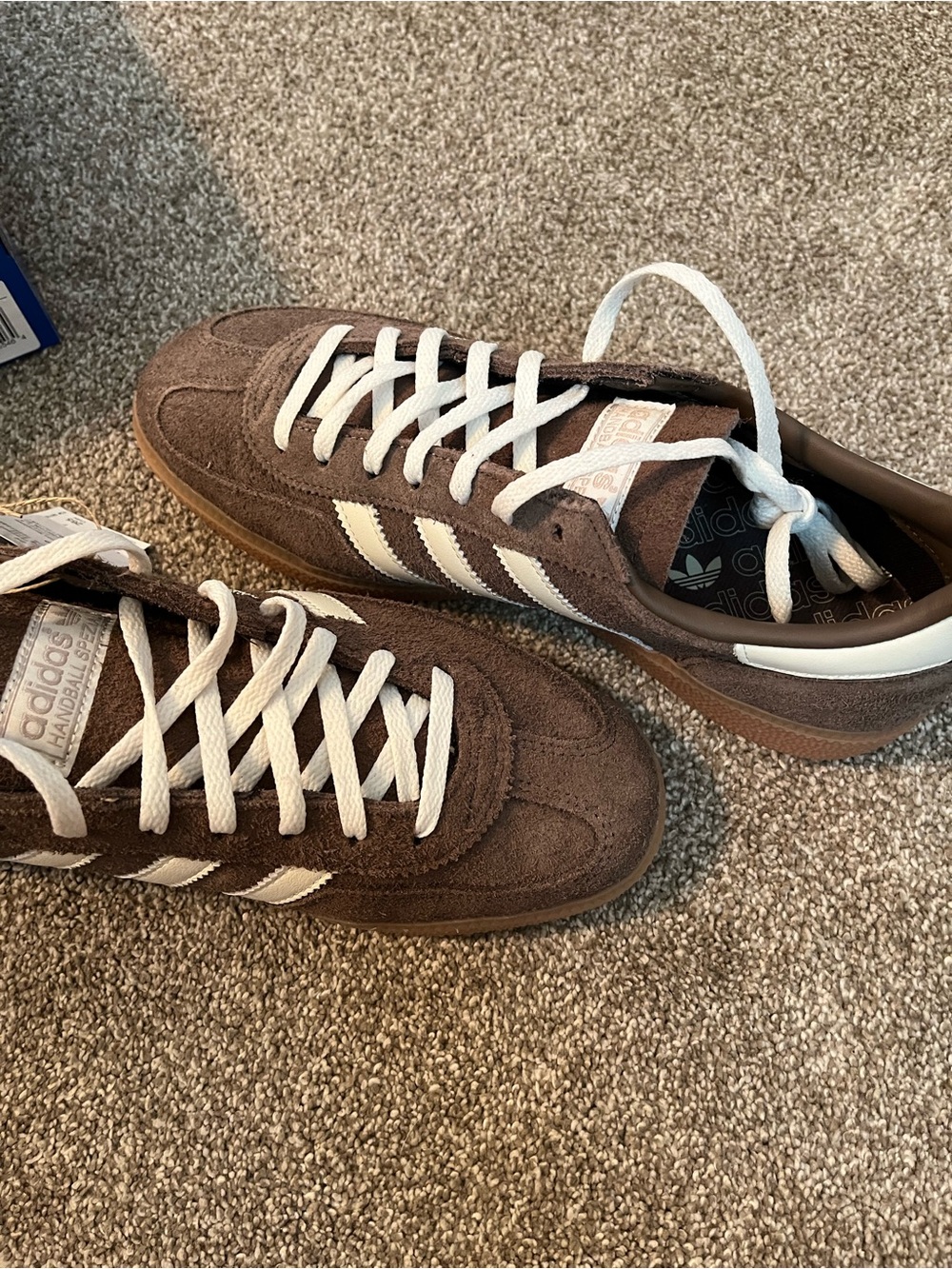Adidas Handball Spezial Original Suede Sneakers - Gum Sole Brown & White - Picture 4 of 16